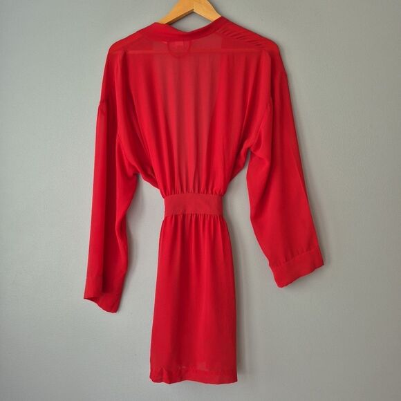 Victoria's Secret Vintage Y2K Red Sheer Waist Tie Kimono Robe Womens One Size - Picture 8 of 10